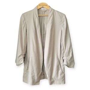 Aritzia Power Hip Linen Blend Scrunch Sleeves Blazer Beige size 4